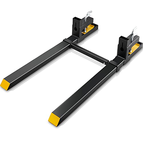VEVOR Pallet Forks, 4000 lbs Clamp on Pallet Forks, 60" Total Length Heavy Duty Pallet Forks with Adjustable Stabilizer Bar, Tractor Bucket Forks for Loader Bucket Skid Steer Tractor