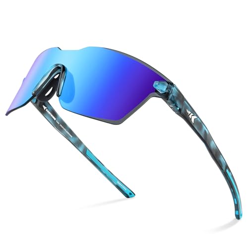 KastKing Tarkio Polarized Fishing Sunglasses, Large Single PC Lenses, Rimless Wrap Design, UV400 Protection Sports Sunglasses
