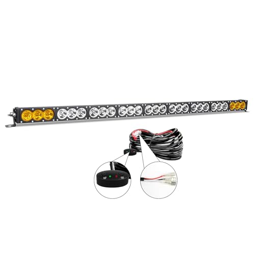 Willpower 49 inch LED Light Bar Single Row White Amber Dual Color 270W Off Road Light Bar Spot Flood Combo LED Work Light Truck UTV 4x4 Cars SUVs ATVs Boats Fog Driving Light with Wiring Harness kit