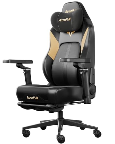 AutoFull M6 Gaming Chair,Ventilated and Heated Seat Gaming Chair with 360° Adjustable Armrest,AUTO Dynamic Tracking Lumbar Support Ergonomic Office Chair with Footrest,Black