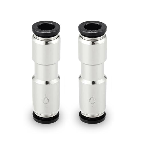 Yoebor 1/4" OD Check Valve Push to Connect One Way Inline Air Pneumatic Valves, Nickel Plated Brass & Plastic (Pack of 2)