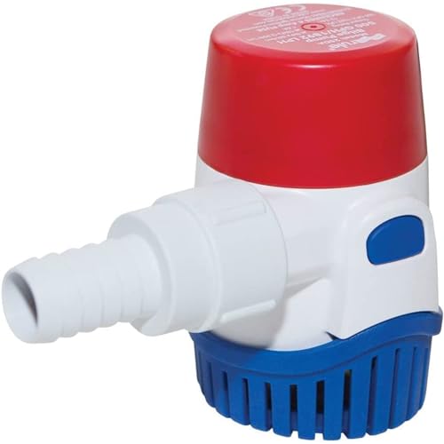 Rule 12V Automatic Bilge Pump - Fully Submersible - 500GPH Output - Easy Clean Strainer - Low Power Use - Check Valve & Thermal Cut-Off - Ideal for Boats -107mm x 64mm x 74mm