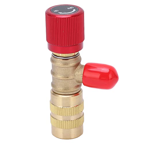Refrigerant Charging Valve Brass 1/4" Male to 5/16" Female Liquid Safety Valve for R22 R410 R134A R404 Airs Conditioner Manifold