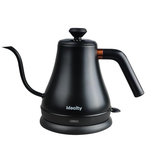 Mecity Electric Kettle Gooseneck Water Kettle Stainless Steel Tea Kettle Water Boiler Fast Heating, Auto Shut Off, 27 fl oz, 1000W, Matte Black