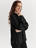 LILLUSORY Lounge Sets For Women 2 Two Piece Outfits 2025 Fall Trendy Matching knit Sweat Suit Oversized Sweaters Wide Leg Pants Sweatsuit Loungewear Cute Travel Comfy Clothes Black XL