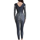 YUANTONG Sparkly Luxury Rhinestone Jumpsuits for Women Drag Queen Dance Costume Stretch One Piece Stretch Crystals Singer Stage Wear