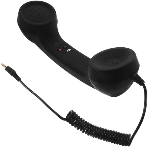 Classic Handset Ear Buds for Wired Headset Retro Headphones Old Phone 90s Phone Cord Headphones Phones for Home Retro Handset Scrunchies Black to Rotate Receiver Cell Phone