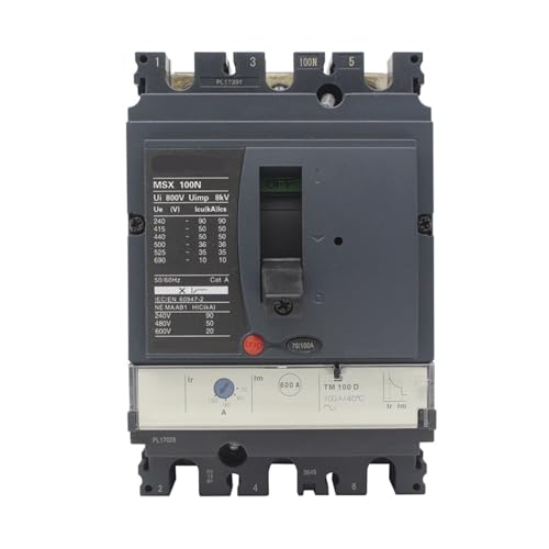 DEBLAN MCCB Breaking Capacity Adjustable 100A MSX-100N 3P3T Moulded Case Thermal Magnetic Circuit Breaker