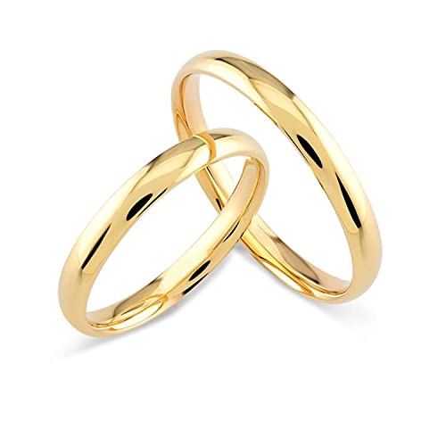 Classic 2mm 14k 18k Gold Wedding Band Ring - Dome Comfort Fit His and Hers Matching Bands, Custom Engraved Promise Ring