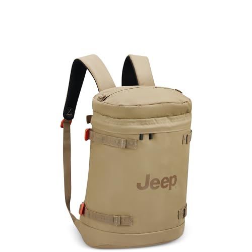 Jeep JS013C Cylindrical Travel Backpack, Warm Sand, 17" Laptop