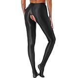 FiwoXam Women's Glossy Opaque Pantyhose Shiny High Waist Tights Yoga Pants Training Sports Leggings (as1, Alpha, x_l, Regular, Regular, Black)