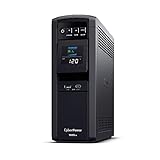 CyberPower CP1500PFCLCD PFC Sinewave UPS System, 1500VA/1000W, 12 Outlets, AVR, Mini Tower,Black