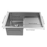 Laundry Sink,Countertop Stainless Steel Laundry Pool with Washboard,Easy To Clean Utility Laundry Room Sink,Double Sink Household Wash Basin for Balcony,Bathrooms,Courtyards,17.32 * 23.62in