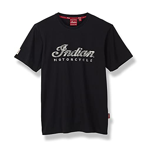 Indian Motorcycle Men's Script Logo T-Shirt, Black, 100% Cotton, Classic Fit, Branded Details - 2861933