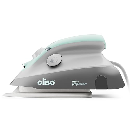 Oliso M3Pro Project Steam Iron with Solemate - for Sewing, Quilting, Crafting, and Travel | 1000 Watt Ceramic Soleplate Steam Iron | Aqua