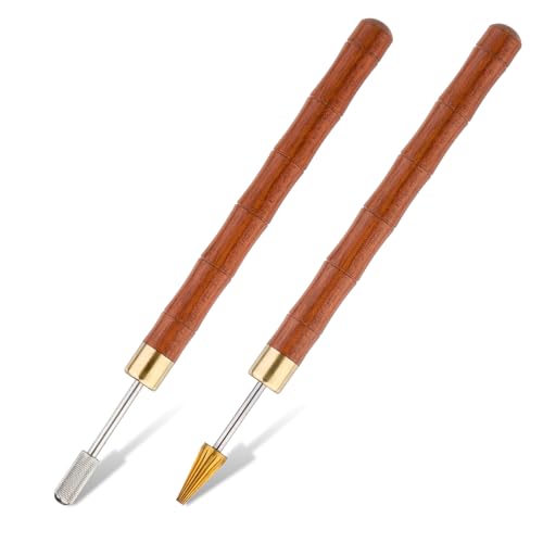 2pcs Leather Edge Dye Pen, Red Brown Colors Leather Edge Roller Pen Applicator, Leather Edge Printing Tool for Leather Craft DIY Working