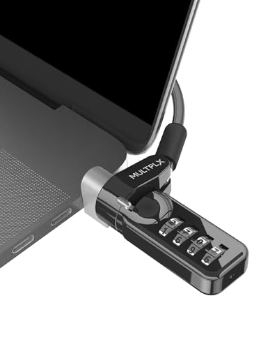 Multplx Universal Laptop Security Lock | Compatible with All Laptops inc MacBook | 1.7m Anti-Theft Cable | 4 Digit Combination Lock | Cut Resistant Steel Cable | Kensington Lock Alternative