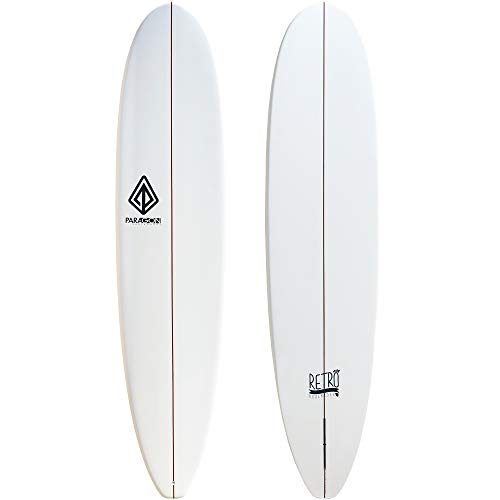 Paragon Surfboards Epoxy Fiberglass Surfboard | High-Performance & Fun Single Fin Mini Longboard Surfboard for All Wave Conditions | 8'0" x 22" x 3" | White