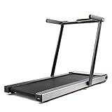 Sunny Health & Fitness Asuna Space Saving Treadmill, Motorized with Low Profile, Speakers & Slim Folding - 8730,Black