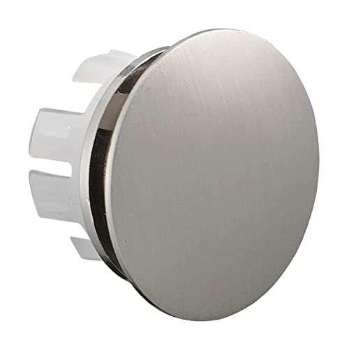 BWE Sink Basin Trim Overflow Cover Brass Insert in Hole Round Caps Brushed Nickel Finish
