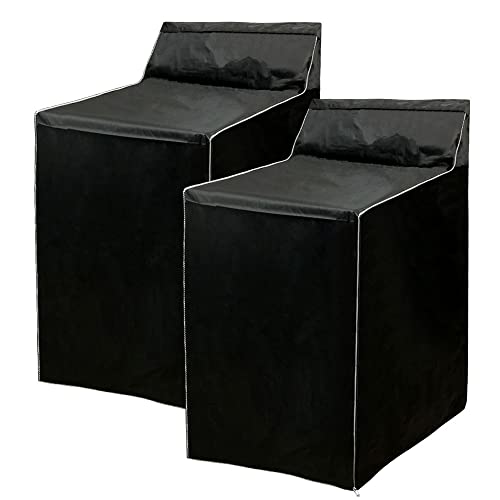 2Pack Washer and Dryer Covers, Portable Washer Cover with Zipper Design Dustproof Waterproof Laundry Covers for Washer and Dryer, Washing Machine Cover Fit for Most Top Load Machine(Black)