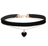 MOMOCAT Black Heart Love Velvet Adjustable Choker Necklace for Women Goth Ghoker Small Heart Necklaces Chocker