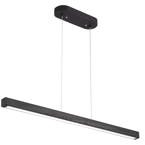 YISDESIGN 71" Black Linear Pendant Light Wooden Led Linear Pendant Light Fixtures Ceiling Hanging Dimmable Pendant Lights for Dining Room Kitchen Island Pool Table Lights Black Wood Finish