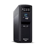 CyberPower CP1500PFCLCD PFC Sinewave UPS System, 1500VA/1000W, 12 Outlets, AVR, Mini Tower,Black