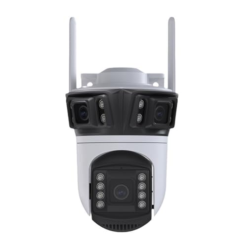SXBCyan 3-Lens 4K 8MP PTZ WiFi Outdoor Wireless Security Camera with 4X Zoom Motion Detection Two-Way Audio IP66 Waterproof Night Vision Spotlight Alarm ICSEE App(8MP Cam 128GB Card)