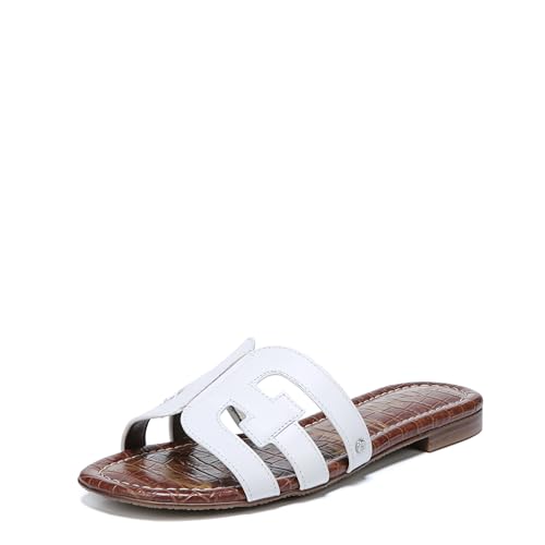 Sam Edelman Women’s Bay Classic Slide Sandal, Bright White Vaquero Saddle Leather,9