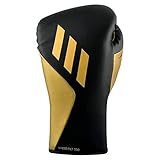 Adidas Tilt 350 Pro with Lace Closure - with New Tilt Technology - for Men, Women, Unisex - Sustainable Vegan Leather Boxing. Kickboxing, MMA Training Gloves (Black/Gold Met, 16oz)