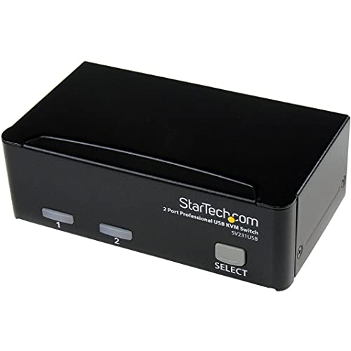 StarTech.com 2 Port VGA USB KVM Switch - VGA KVM Switch - 1920x1440 - USB 2.0 - KVM Video Switch , TAA (SV231USB)