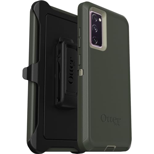 OtterBox Galaxy S20 FE 5G (Only) - Defender Series Case - Lichen The Trek (Green) - Rugged & Durable - with Port Protection - Holster Clip Included - Non-Retail Packaging
