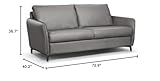 Salottitalia Dodo Sleeper Sofa, Top Grain Italian Leather, Stainless Steel Mechanism (Dark Grey)