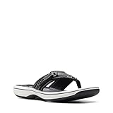 Clarks Women's Breeze Sea Flip-Flop, Black Synthetic, 12