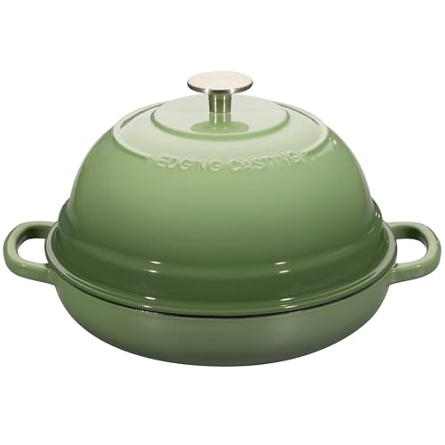 EDGING CASTING Enameled Cast Iron Dutch Oven Pot with Lid, Round Bread Oven for Homemade Sourdough Bread Baking, 6 Quart, Pistachio Green