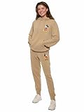 Disney Womens Mickey Mouse Hoodie and Jogger Matching 2 Piece Set Sweatsuit Mineral Wash (Beige, Large)