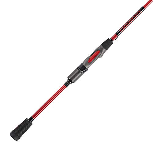 Ugly Stik 5’6” Carbon Spinning Rod, One-Piece, 4-8lb Line Rating, Light Power, Moderate Fast Action, 1/16-1/4 oz. Lure Rating, Red/Black