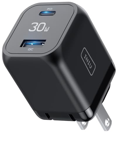 INIU USB C Charger, 30W PD QC 3.0 Dual Port Type C Fast Charging Compact Charger Block with Foldable Plug for iPhone 16 15 Pro Max Samsung S24 S23 Note 20 iPad Pro Google AirPods etc