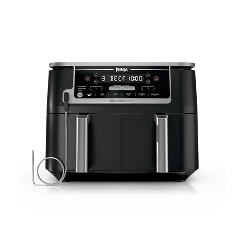 Ninja Foodi 10QT 6-in-1 DualZone Smart XL Air Fryer, 2 Independent 5QT Baskets, Smart Cook Thermometer, Match Cook, Smart Finish, Air Fry, Roast, Bake, Dehydrate, Reheat, Grey, DZ550