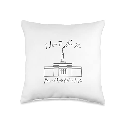 Bismarck ND Temple, I love to see my temple, calligraphy Throw Pillow