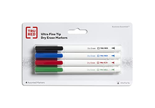 TRU RED Staples TR57422 Pen Dry Erase Markers, Ultra Fine Tip, Assorted