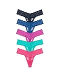 Victoria's Secret Women's Lace Thong Underwear, Panties for Women, Multi Pack, Festival Rhinestone (XXL)