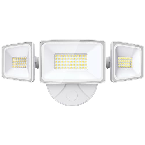 Onforu 60W Flood Lights Outdoor, 6000LM Brightness Security Lights Switch Controlled, 3 Adjustable Heads, IP65 Waterproof, 6500K Wall Mount Exterior LED Flood Light