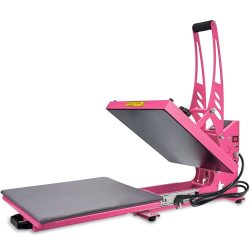 CoolSub Heat Press 15x15 Inch Slide Out Heat Press Machine, Industrial Digital Heat Transfer Machine Sublimation for T-Shirt Hot Pink