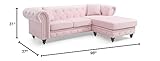 Glory Furniture Nola Velvet Sofa Chaise in Pink