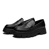 Cestfini Platform Loafers for Women - Chunky Loafers Women Shoes Penny Loafers Slip On Comfort Casual Fashion Business Work Shoes Matte Black