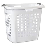 Sterilite Ultra Easy Carry Laundry Hamper, Comfort Handles to Easily Carry Clothes Between the Bedroom and Laundry Room, Plastic, White, 4-Pack