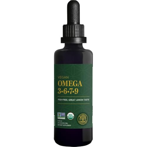 Global Healing Organic Omega 3 6 9 and 7 (Seaberry CO2 Extract) - Fish-Free, Non-GMO Omega 3 Supplement for Women & Men, Contains Perilla Seed & Flaxseed Oil - Fish Oil Alternative - 2 Fl Oz