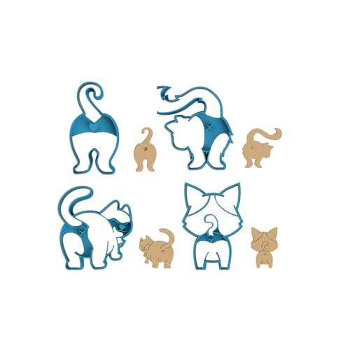 Cat Butt Cookie Cutter Set - Cat Licking Butthole- 3D Kitty Butt Cookie Cutters Set of 4 Cat Cookie- Cookie Cutter- Cat Lovers (G0007)